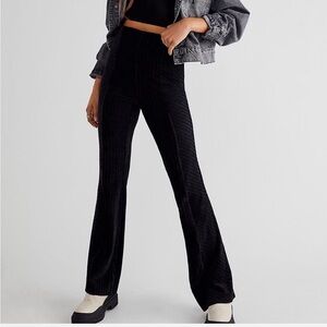 Free people black velvet flare pants size s
